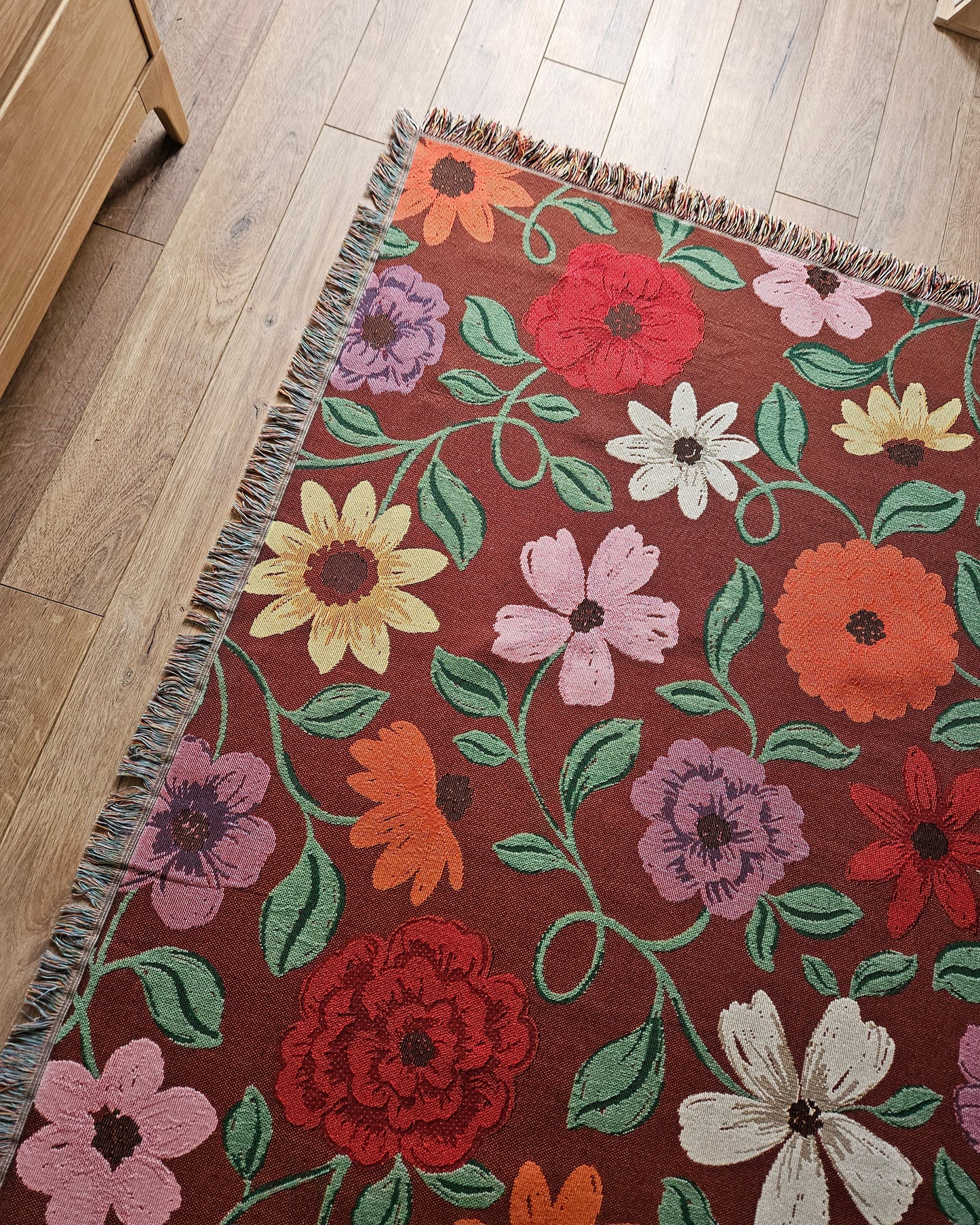 Acoustic Piano Flowers Woven Blanket