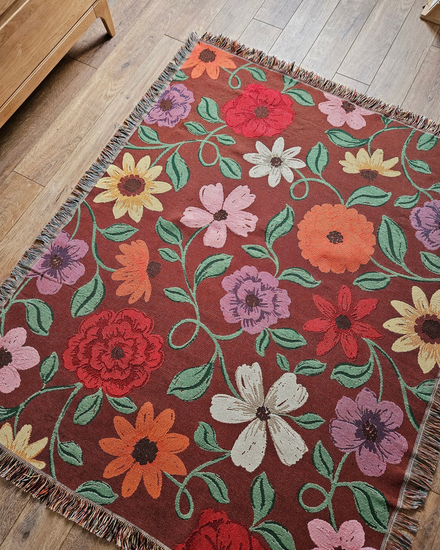 Acoustic Piano Flowers Woven Blanket