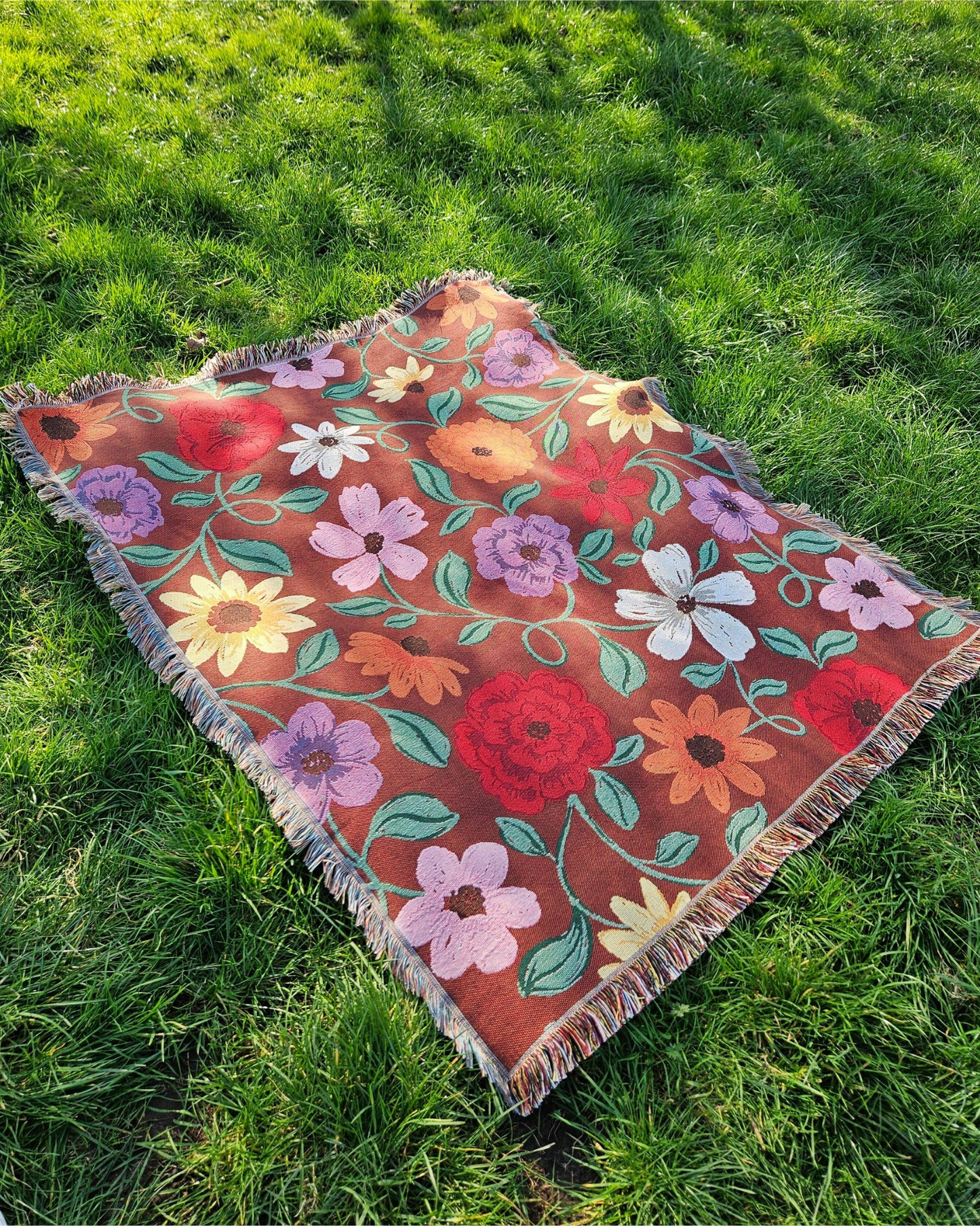 Acoustic Piano Flowers Woven Blanket