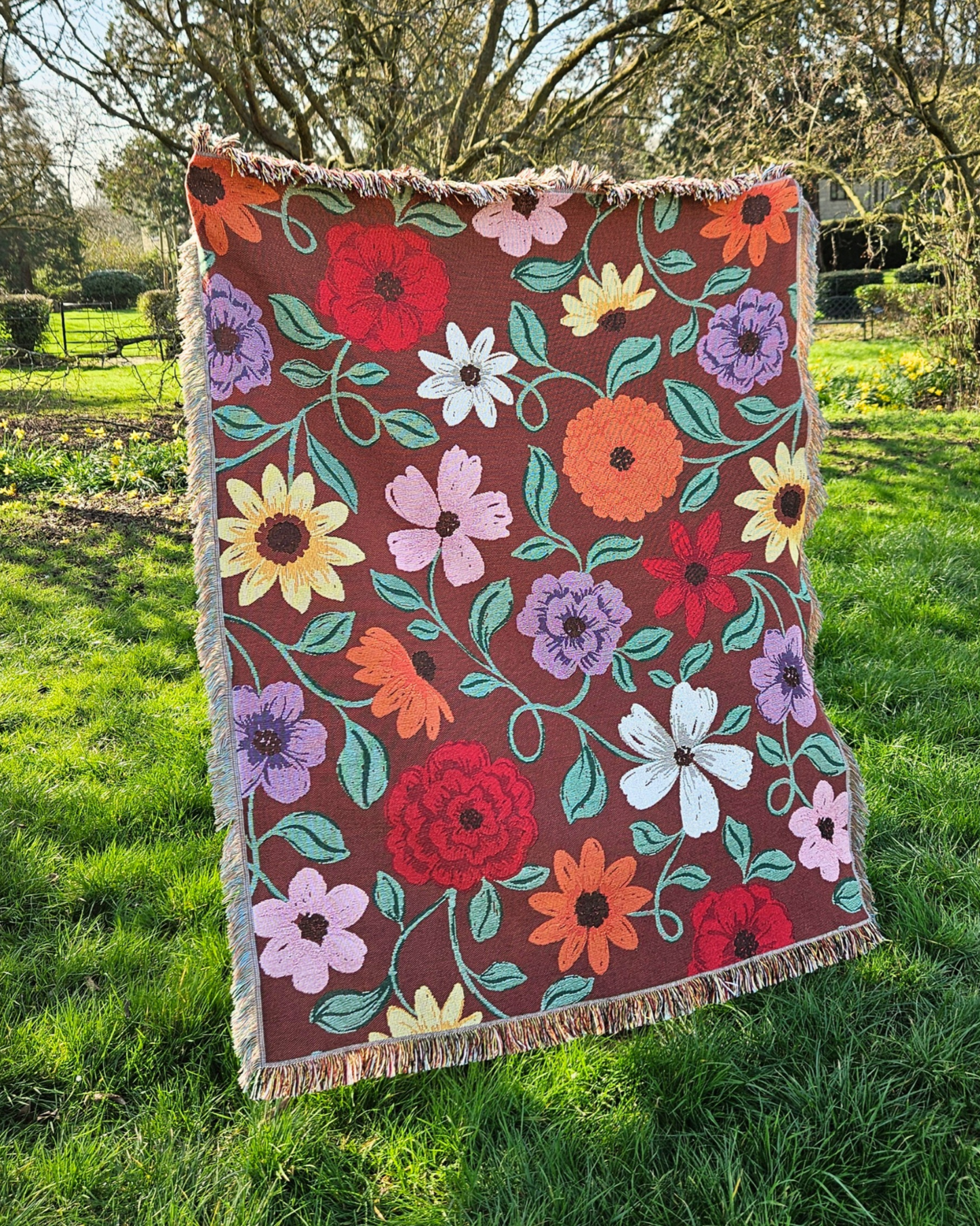 Acoustic Piano Flowers Woven Blanket