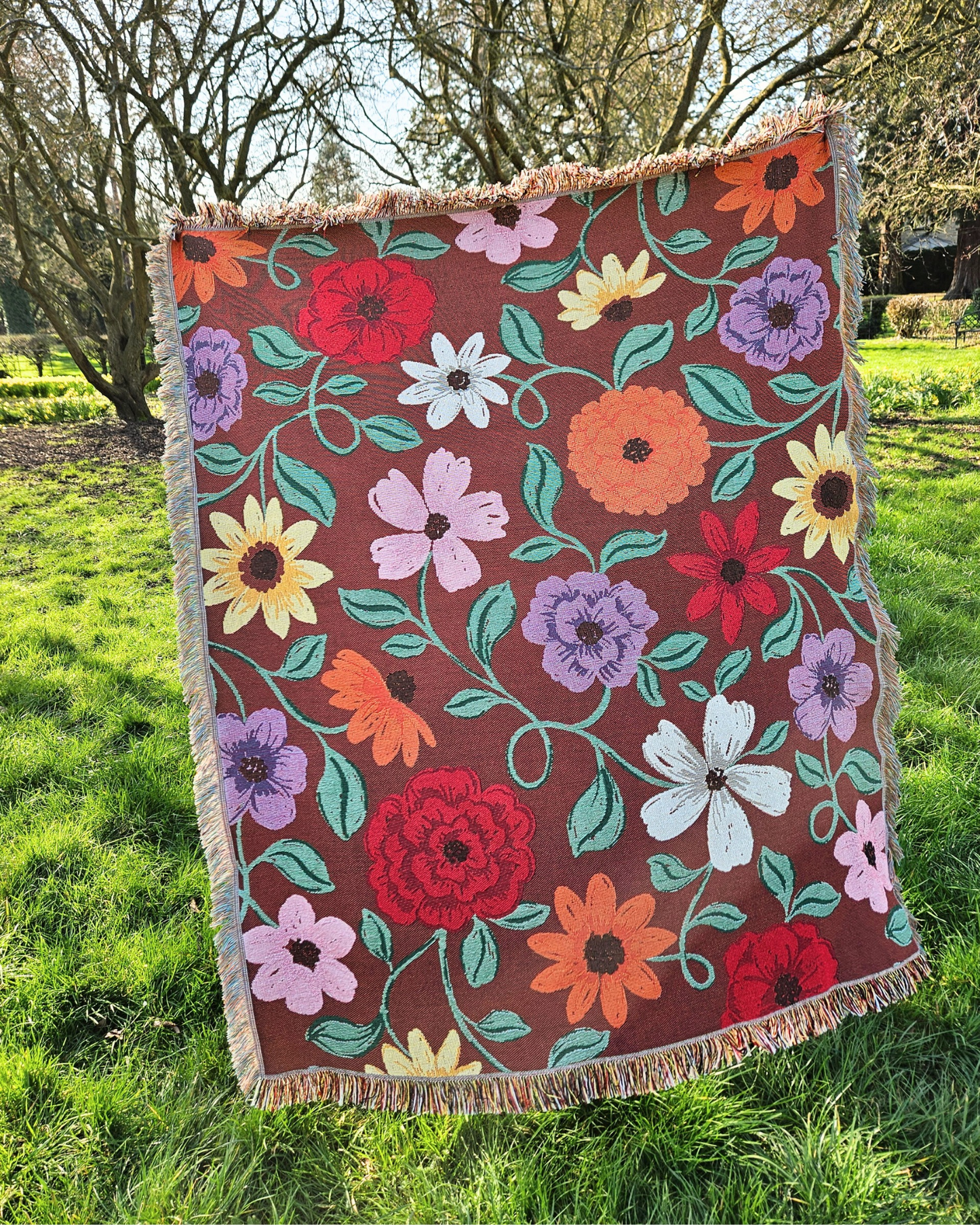 Acoustic Piano Flowers Woven Blanket
