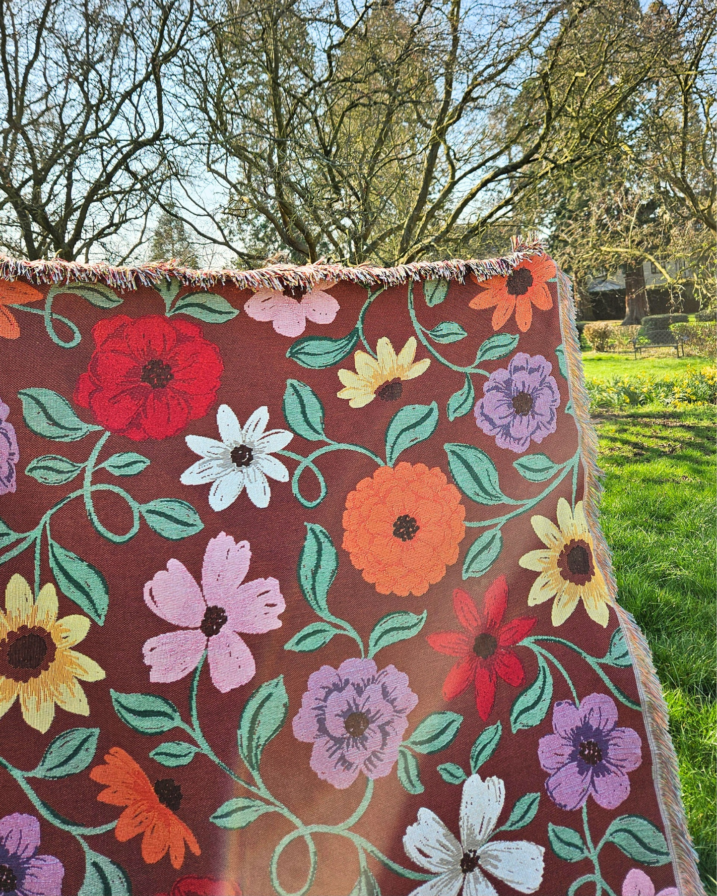 Acoustic Piano Flowers Woven Blanket
