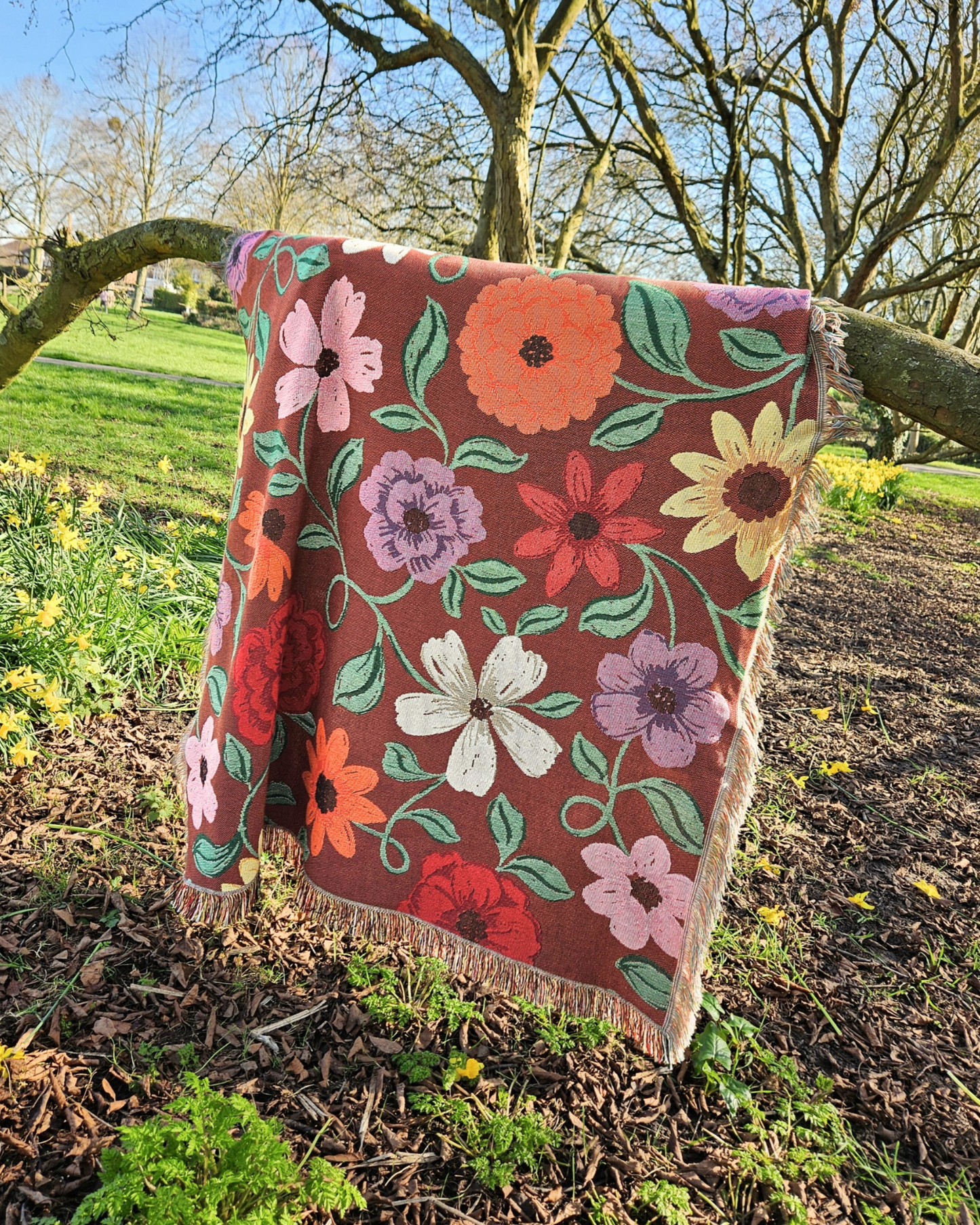 Acoustic Piano Flowers Woven Blanket