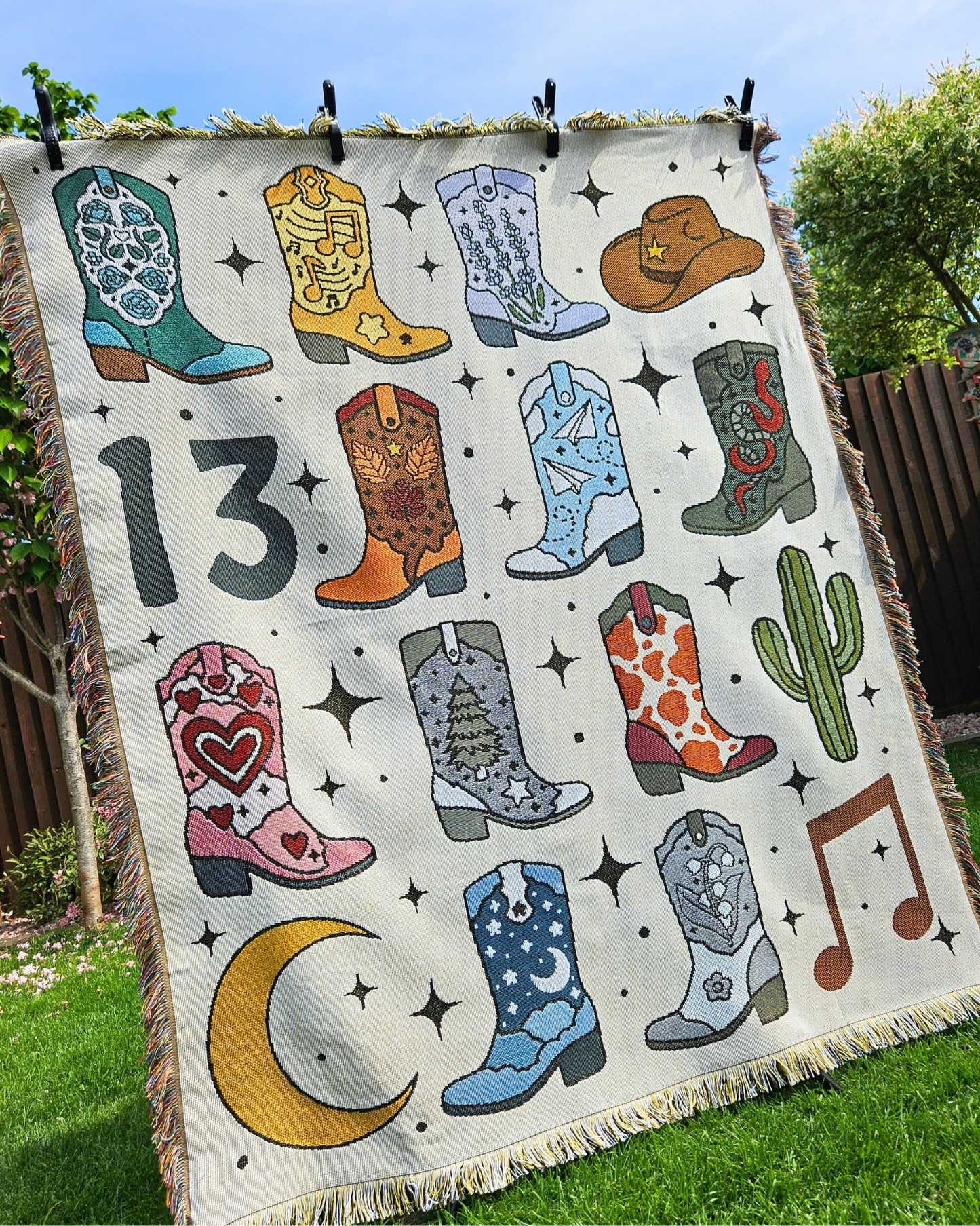 Cowboy Boots Woven Blanket
