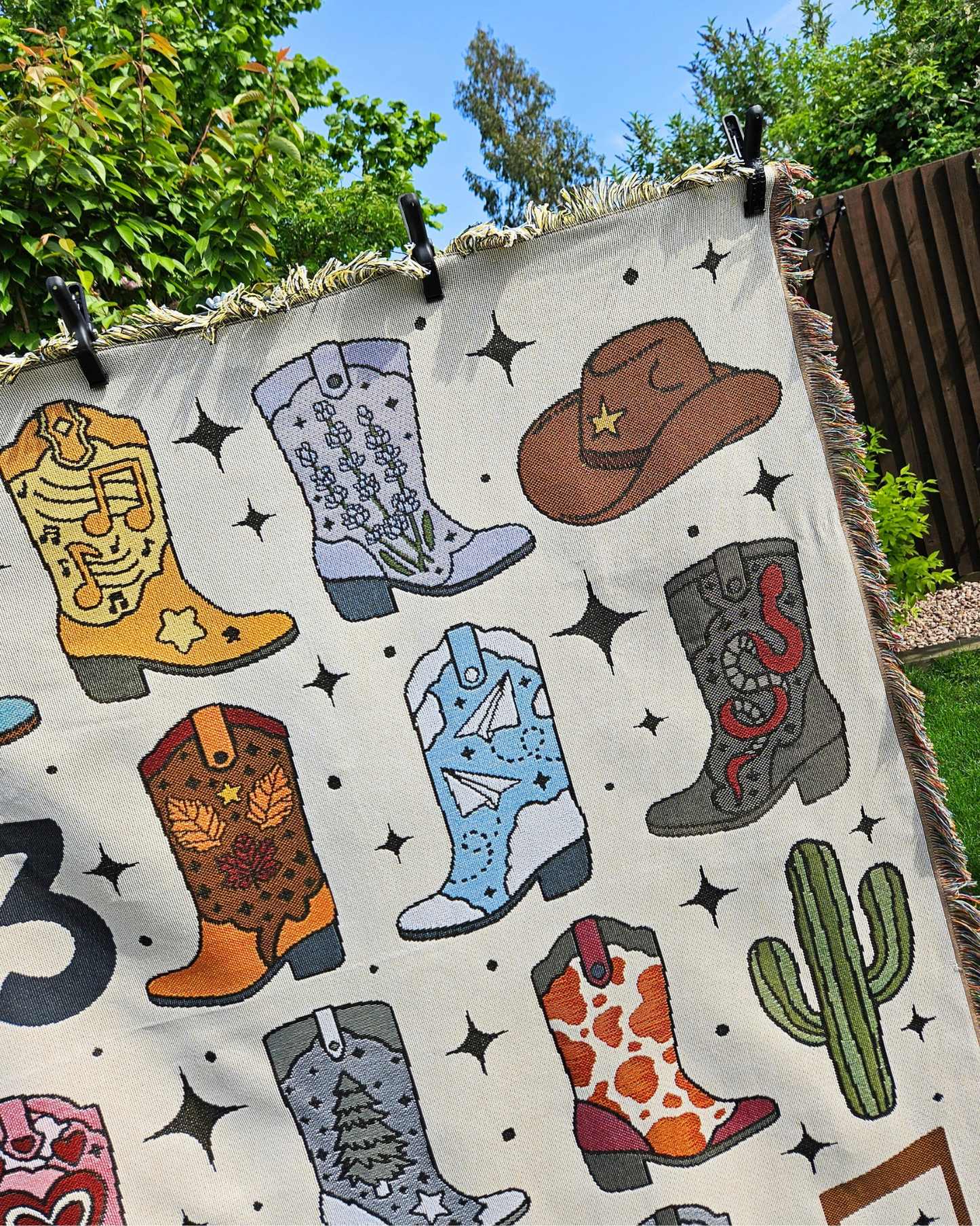 Cowboy Boots Woven Blanket