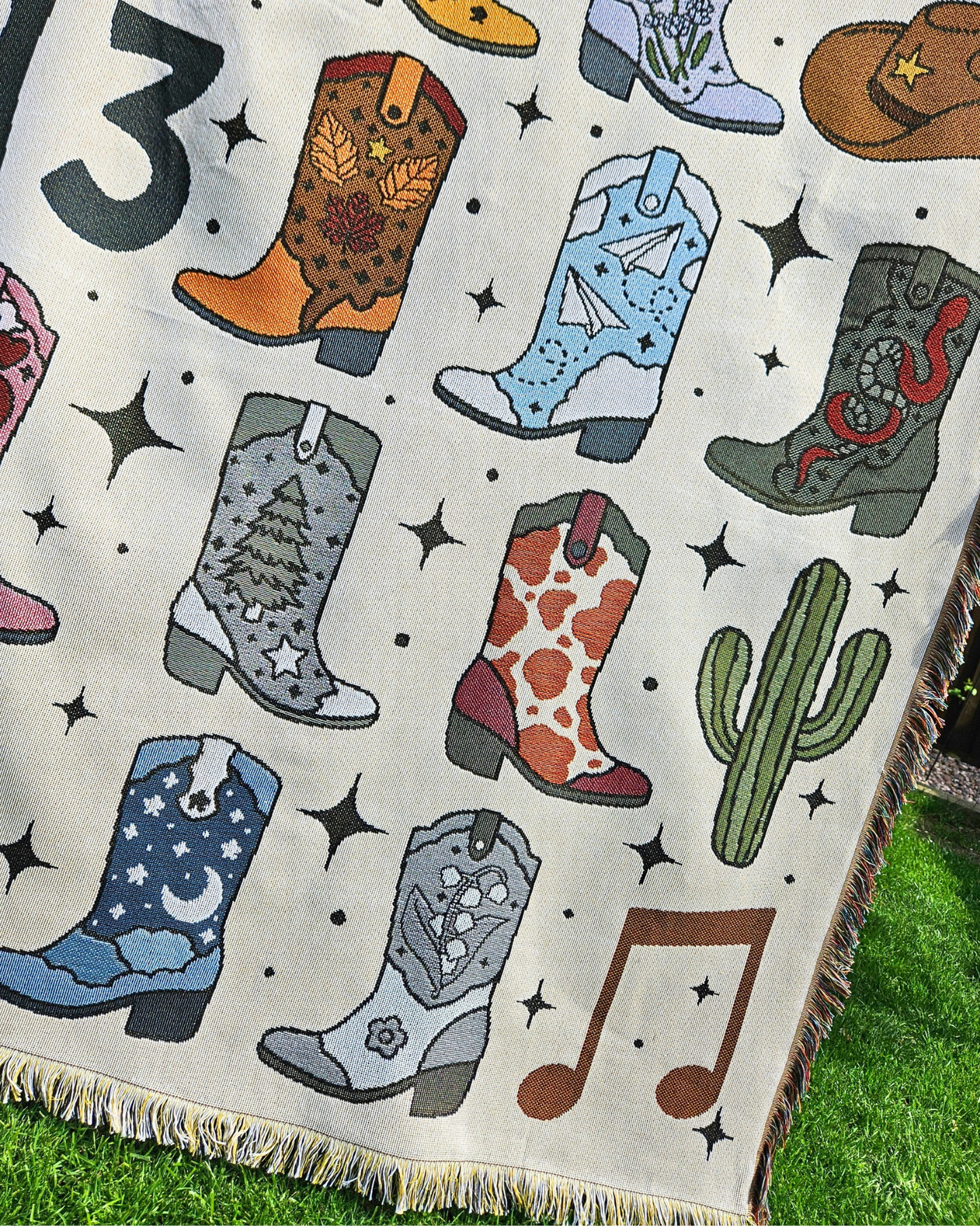 Cowboy Boots Woven Blanket