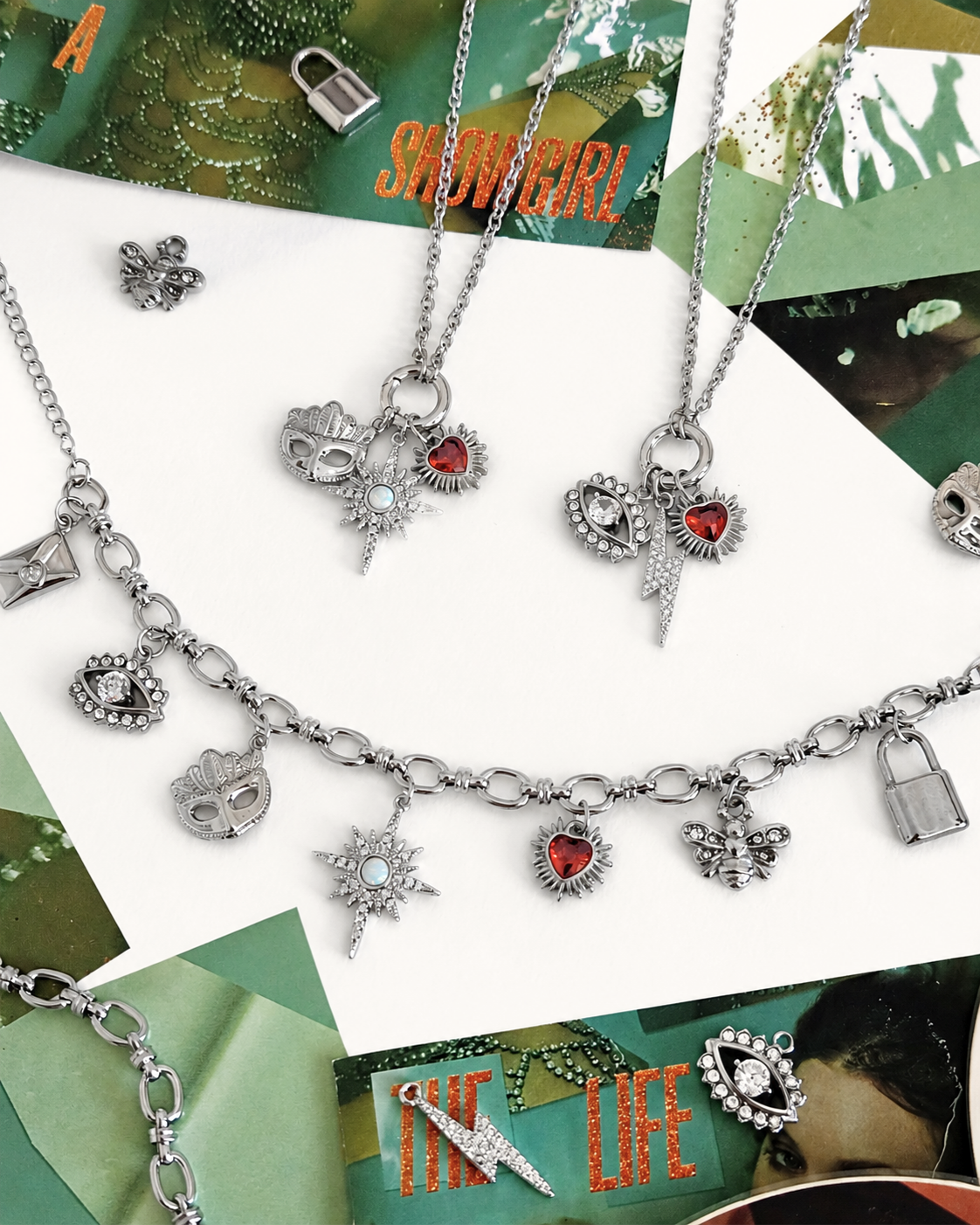 Showgirl Charm Necklaces/Bracelets (Silver)
