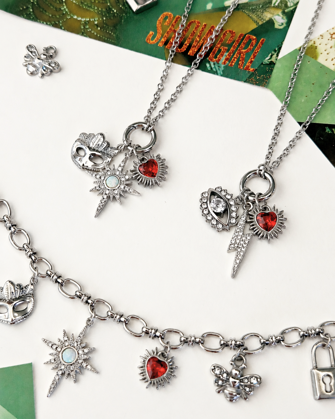 Showgirl Charm Necklaces/Bracelets (Silver)