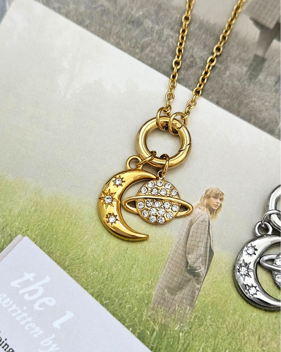 Moon & Saturn Charm Necklaces