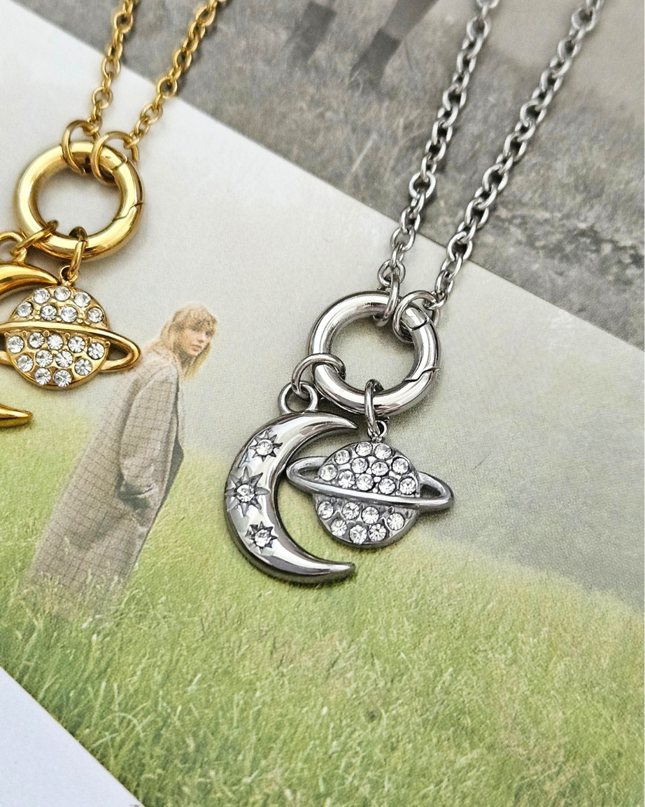Moon & Saturn Charm Necklaces