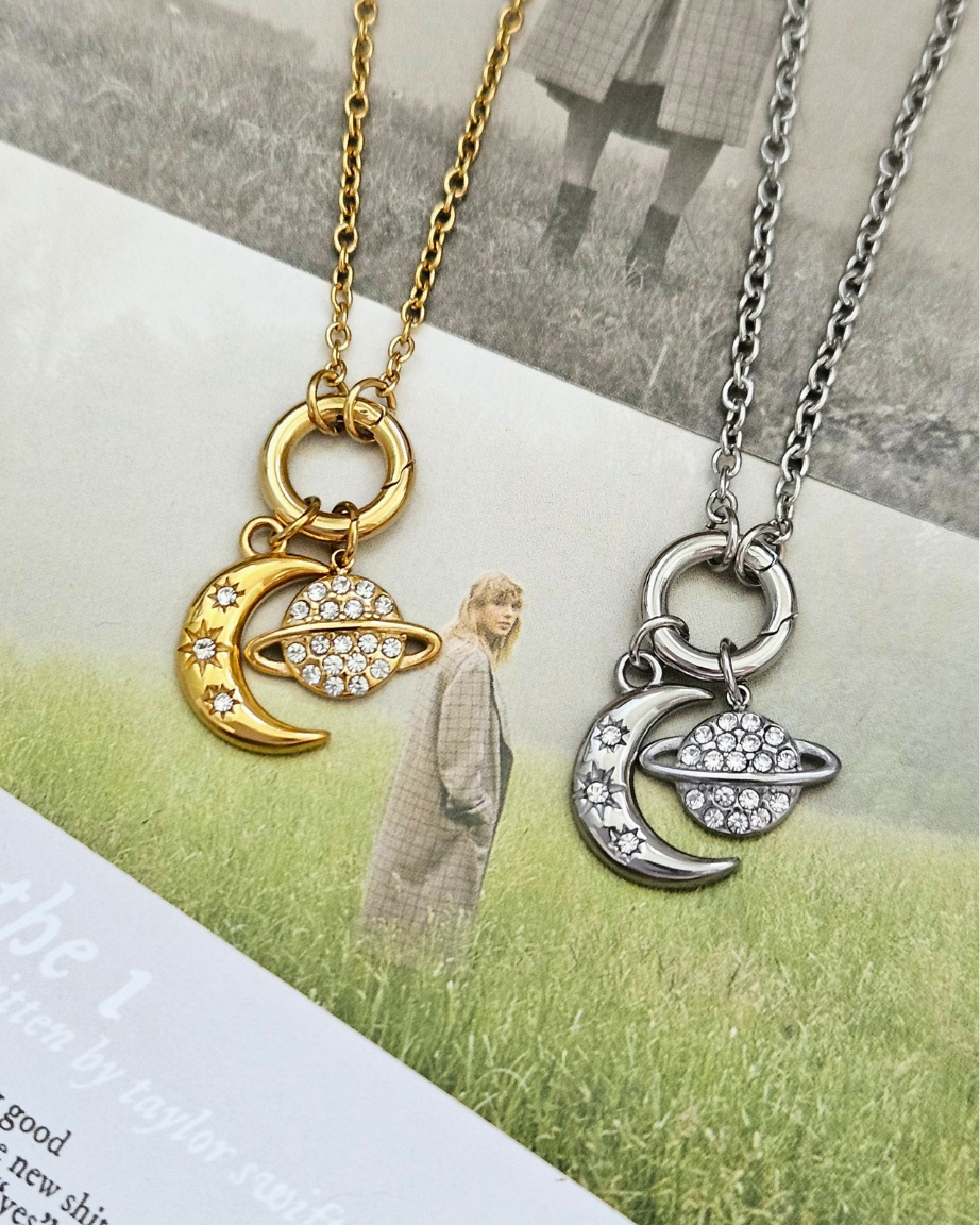 Moon & Saturn Charm Necklaces