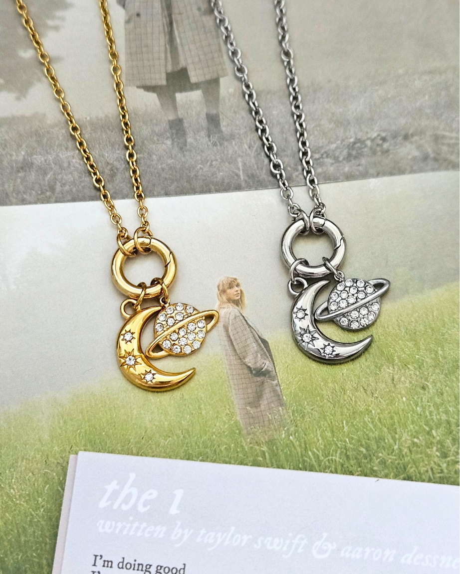 Moon & Saturn Charm Necklaces