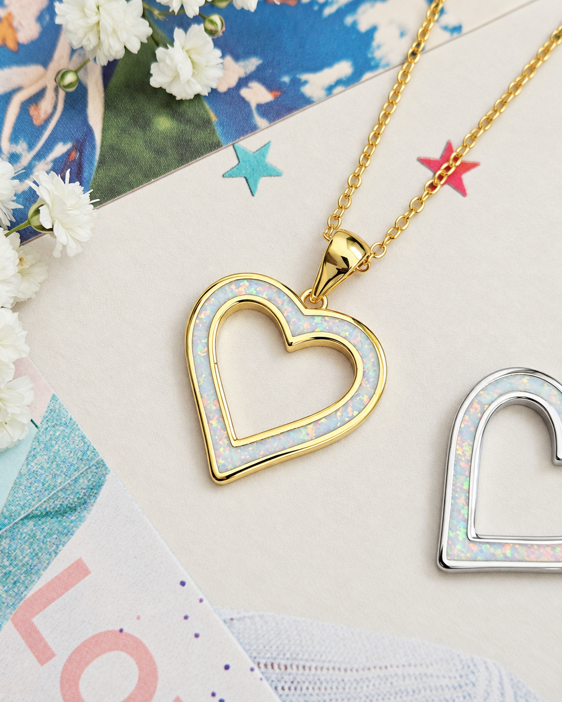 Opalite Love Heart Necklace