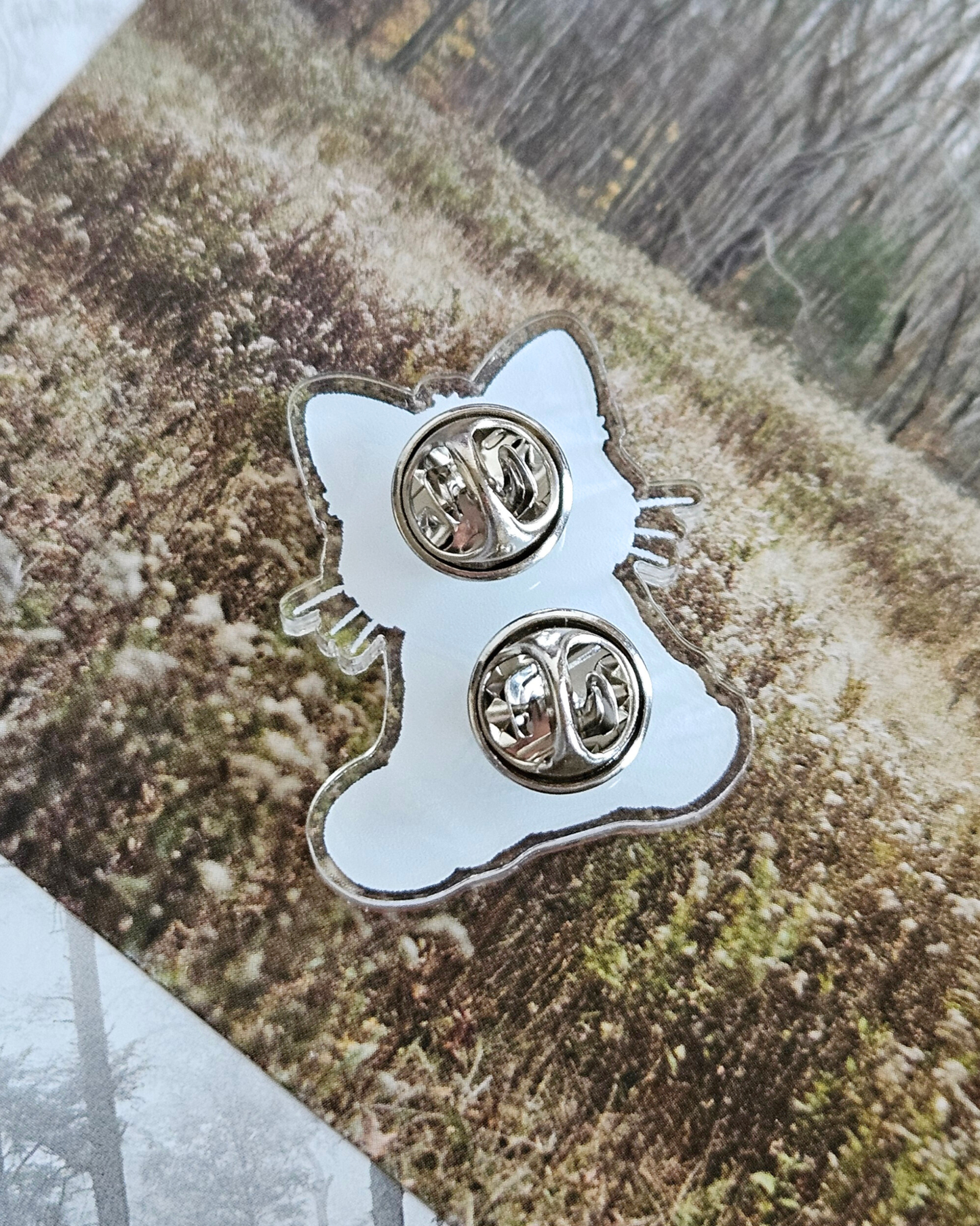 Benji Cat Cardigan Acrylic Pin/ Sticker