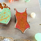 Showgirl Burning Heart / Orange Bodysuit Enamel Pin