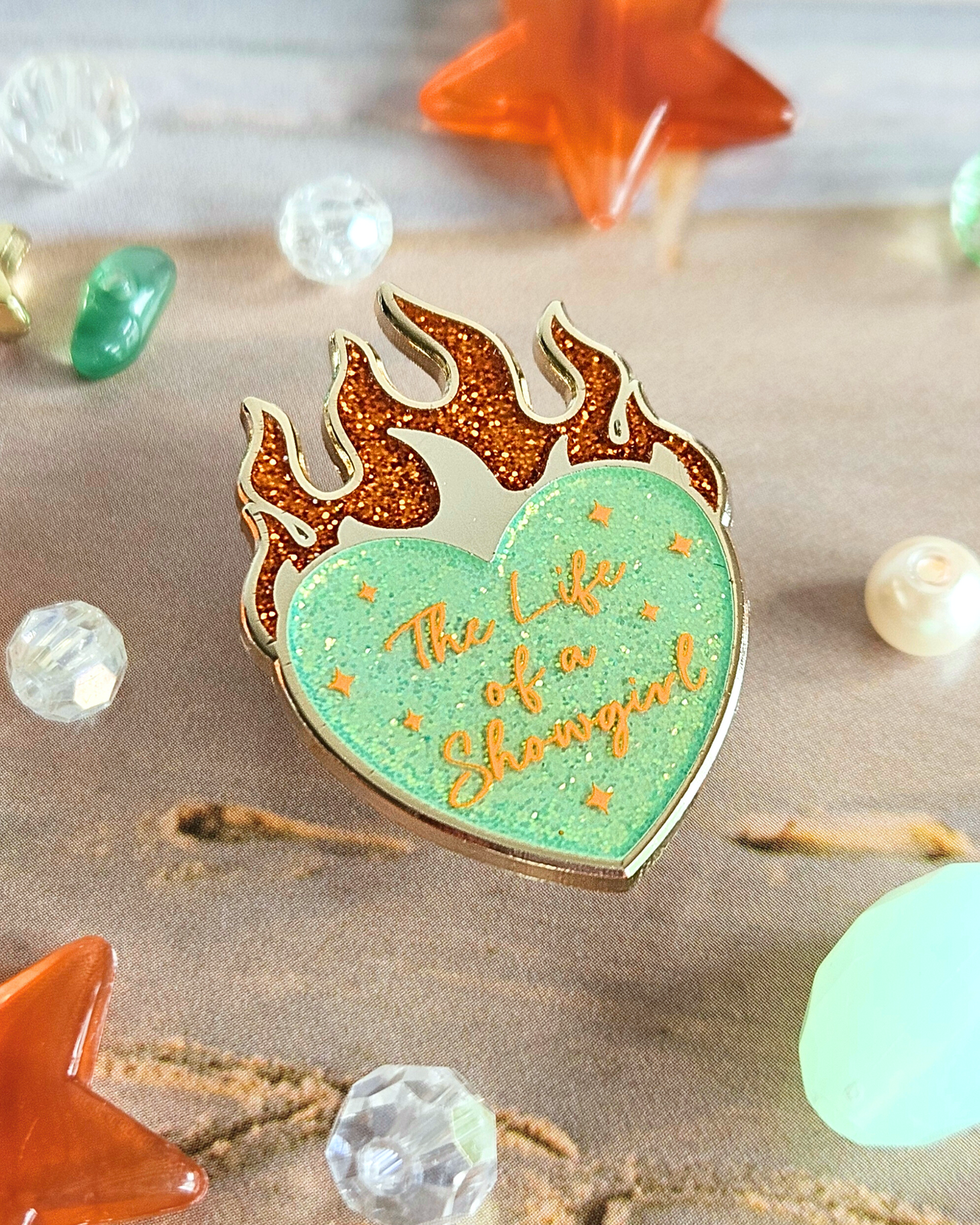 Showgirl Burning Heart / Orange Bodysuit Enamel Pin
