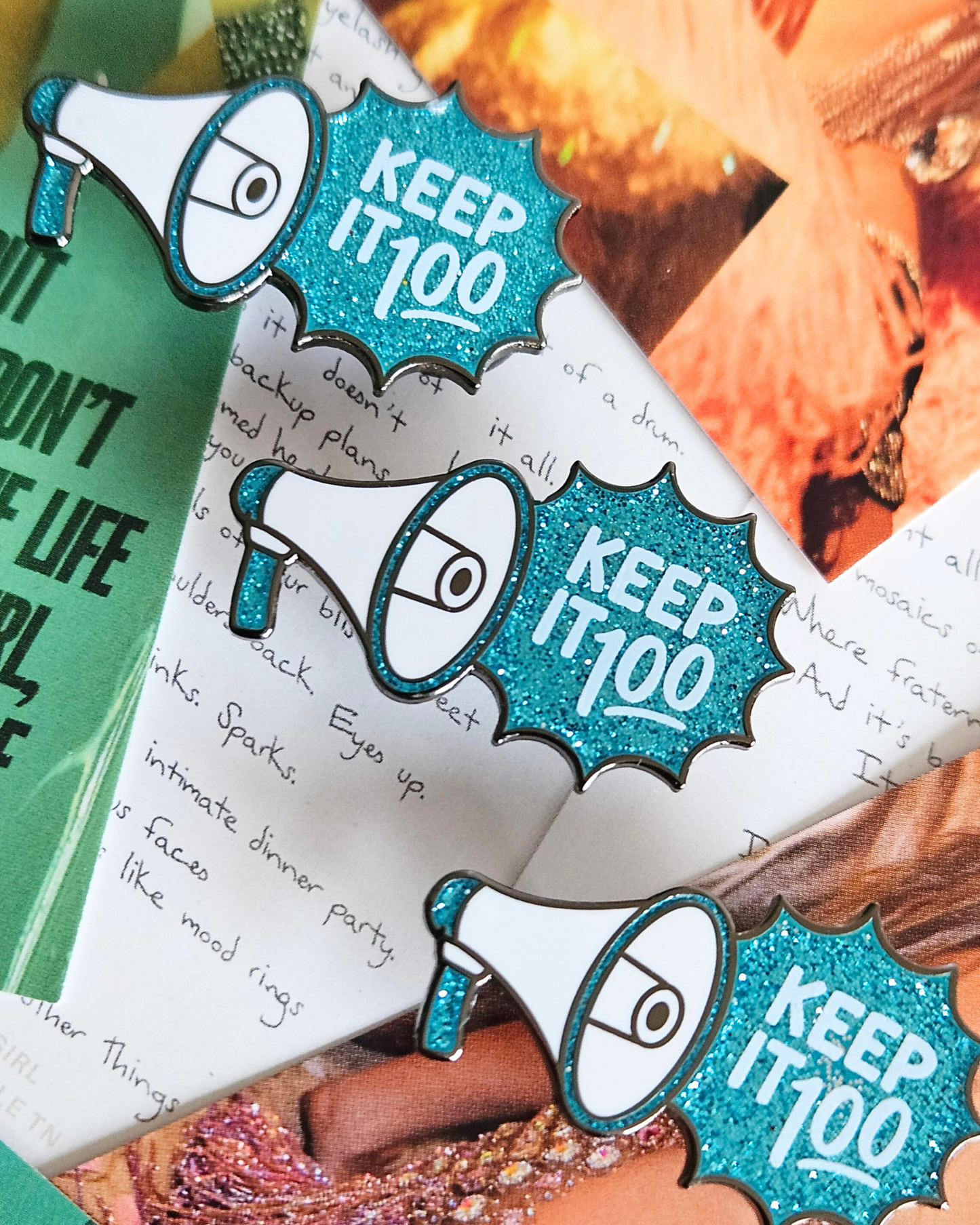 Keep It 100! Megaphone Enamel Pin
