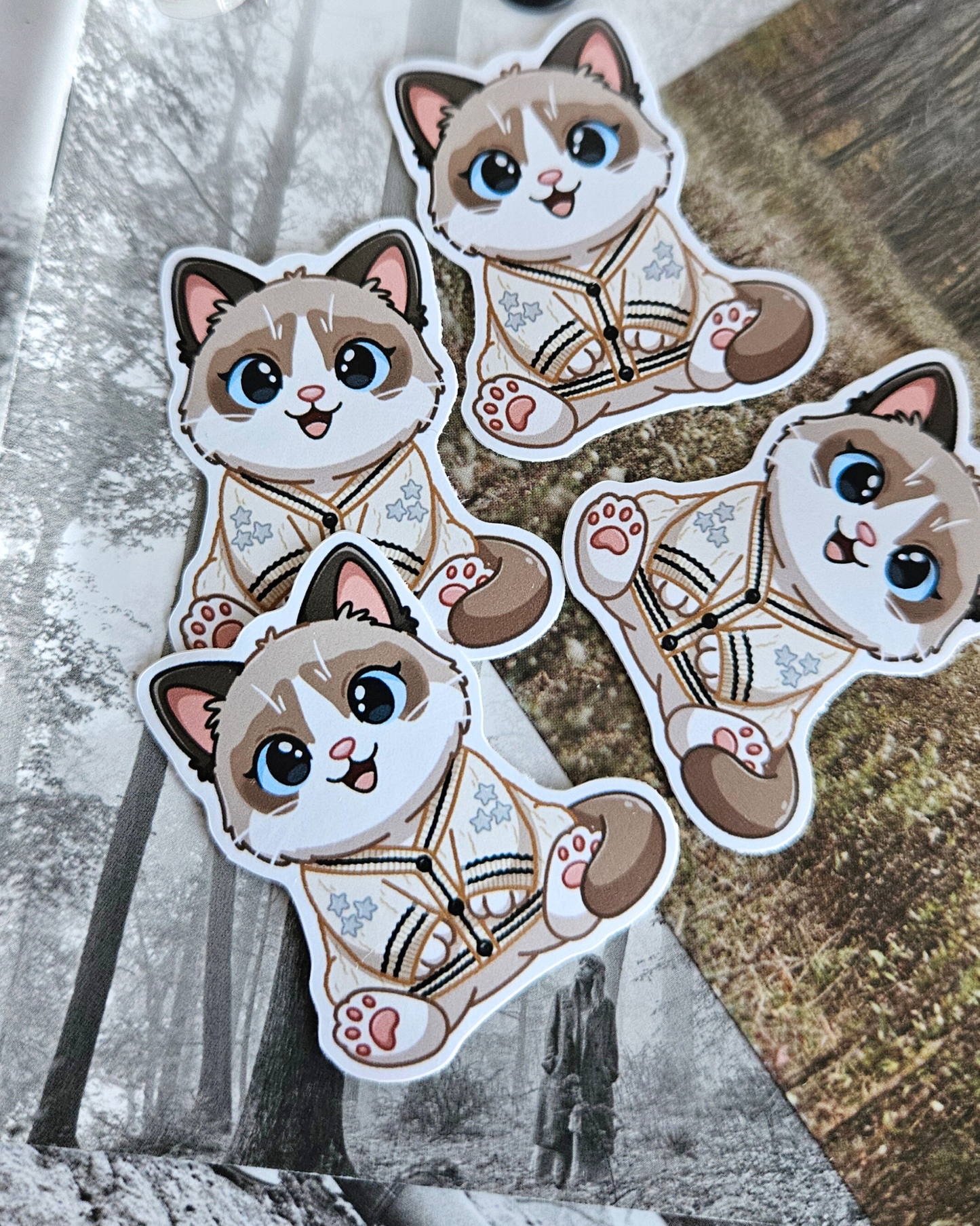 Benji Cat Cardigan Acrylic Pin/ Sticker