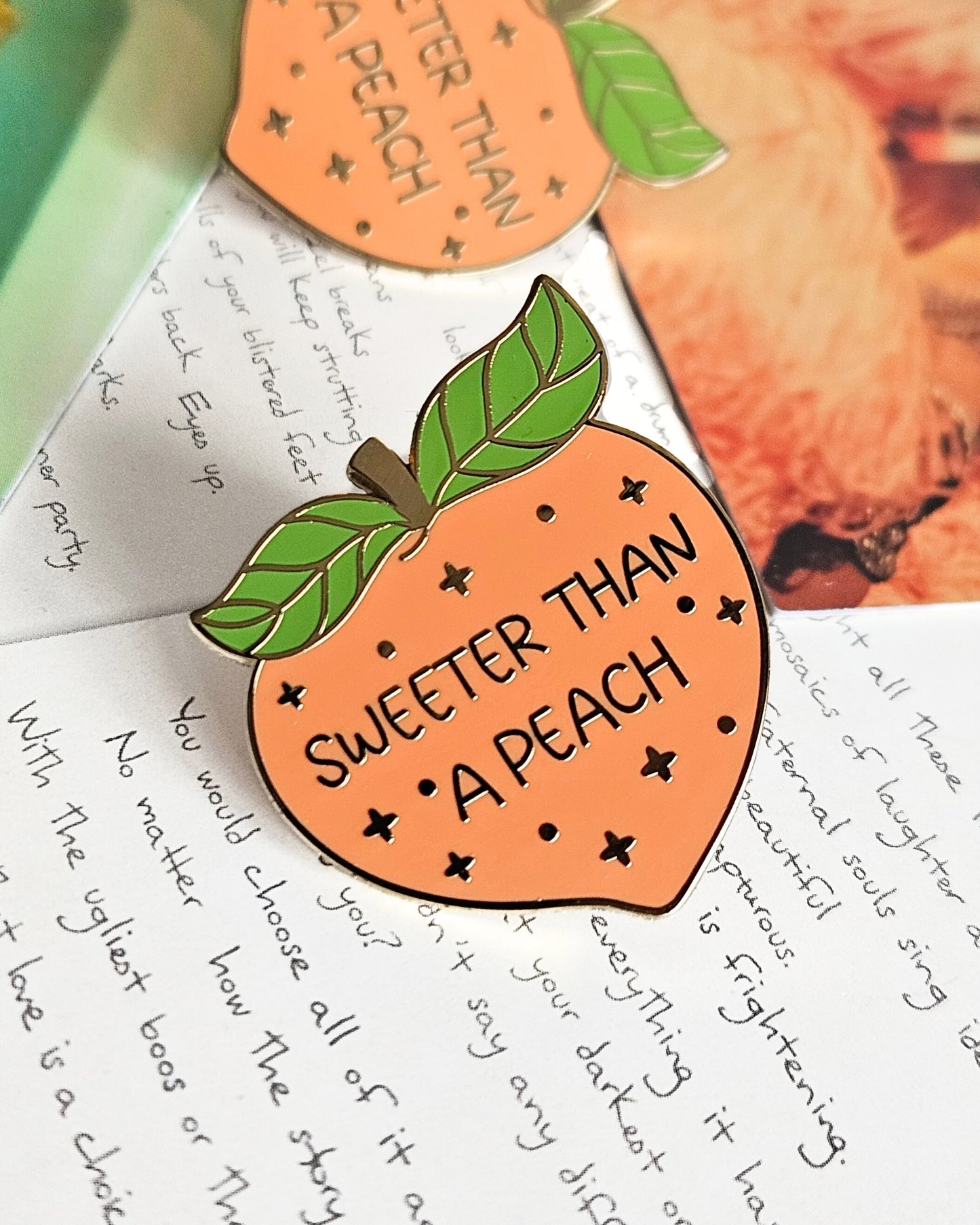 Sweeter Than A Peach Enamel Pin