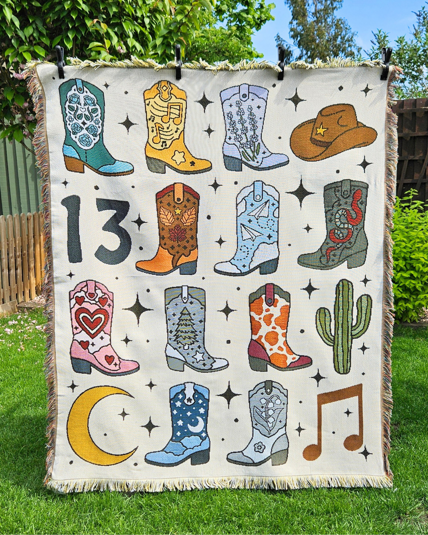 Cowboy Boots Woven Blanket
