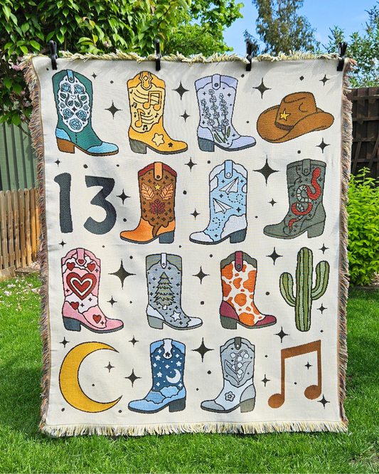 Cowboy Boots Woven Blanket