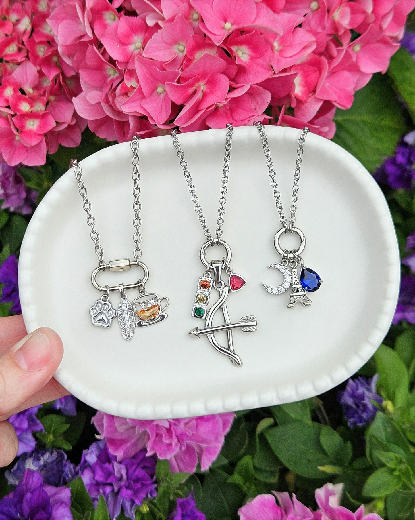 Various Charm Necklaces (Silver)