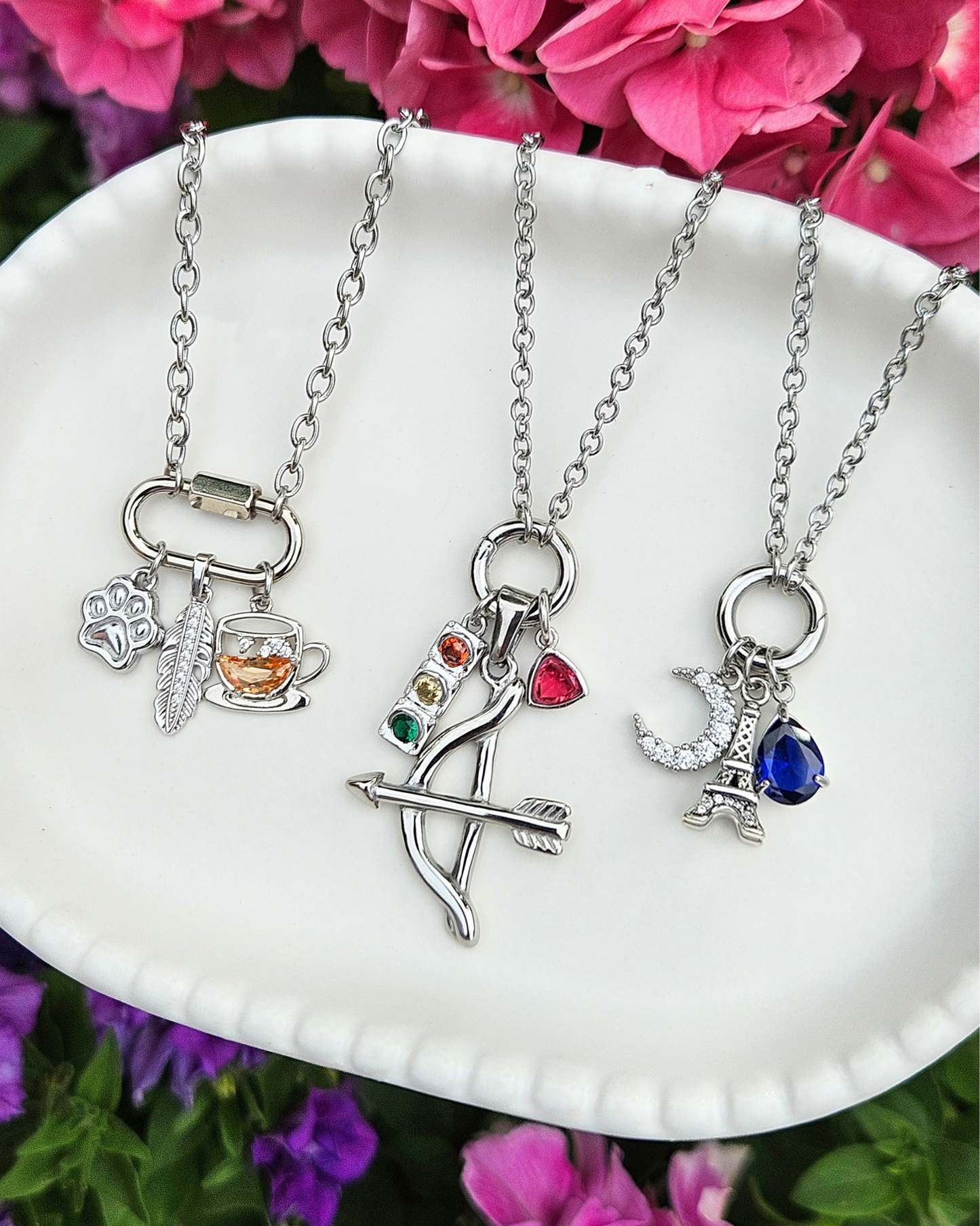 Various Charm Necklaces (Silver)