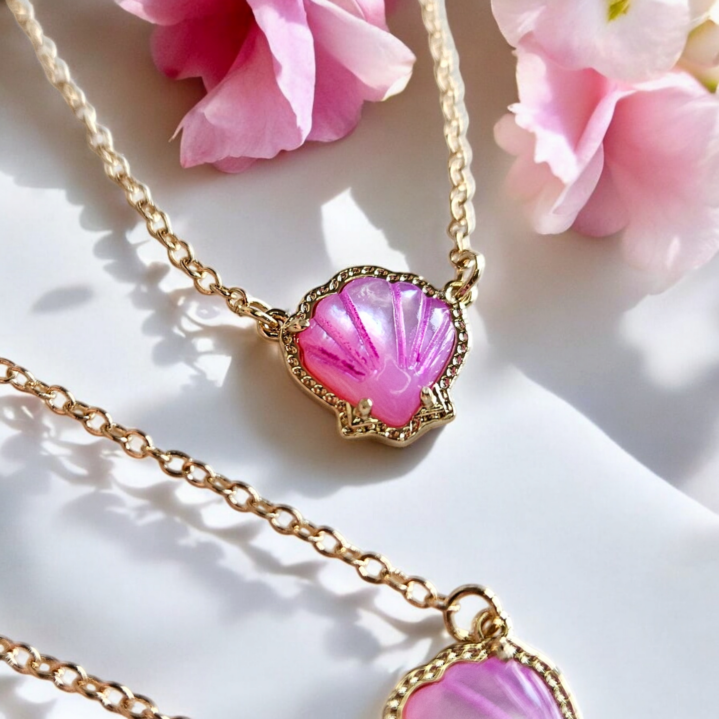 Pink Fan Shell Necklace