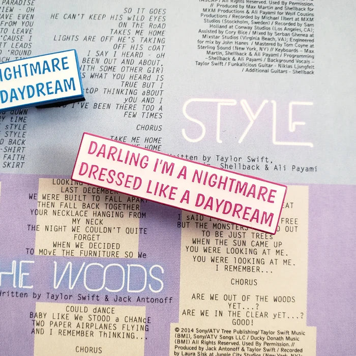 Blank Space Lyric Enamel Pins