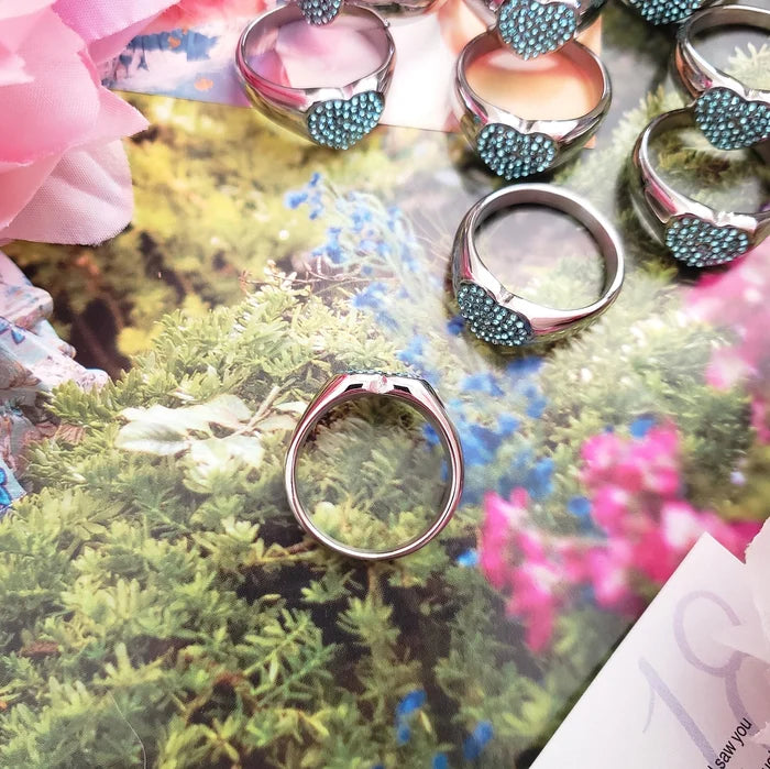 Blue Love Heart Ring