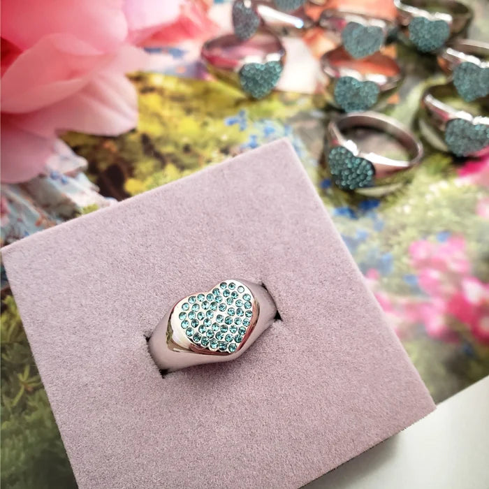 Blue Love Heart Ring