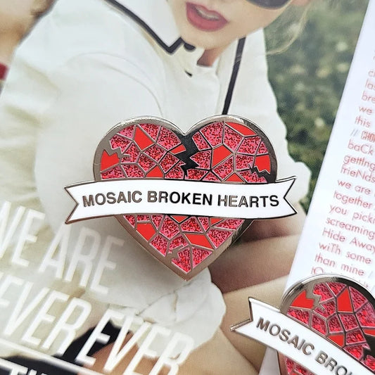 Mosaic Broken Hearts Enamel Pin