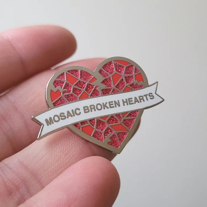 Mosaic Broken Hearts Enamel Pin