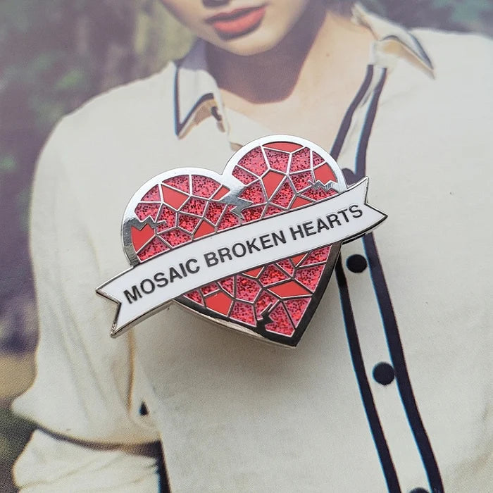 Mosaic Broken Hearts Enamel Pin